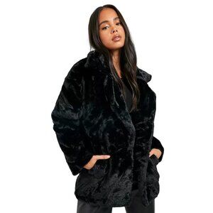 Democracy Women's Black Faux Fur Coat Sz Med